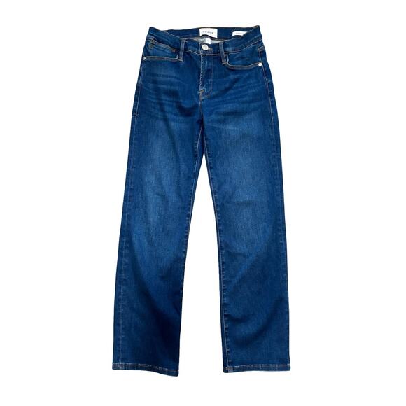 FRAME Le High Straight Crop Jeans in Stover Wash | High Rise Stretch Denim | 25 - Picture 3 of 8